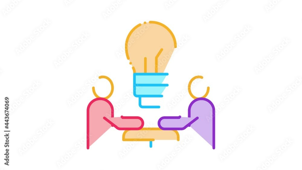 Poster brain problem solving icon animation. color brain problem solving animated icon on white background