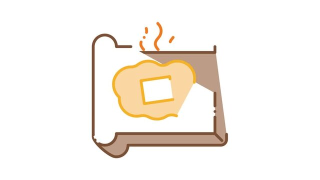 toast with melting butter Icon Animation. color toast with melting butter animated icon on white background