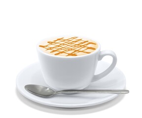 キャラメルマキアート 飲み物 イラスト リアル ホット スプーン