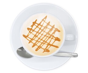 キャラメルマキアート 飲み物 イラスト 俯瞰 リアル ホット スプーン 湯気