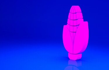 Pink Corn icon isolated on blue background. Minimalism concept. 3d illustration 3D render