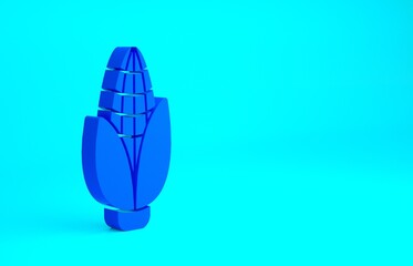 Blue Corn icon isolated on blue background. Minimalism concept. 3d illustration 3D render