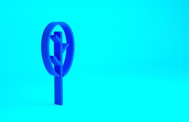 Blue Spinach icon isolated on blue background. Minimalism concept. 3d illustration 3D render