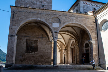 Fototapeta na wymiar rieti cathedral of santa maria in the historic center