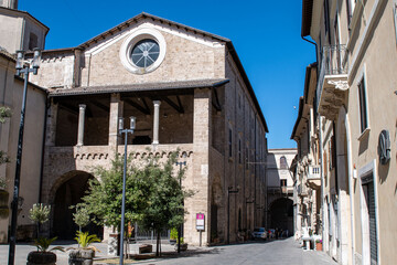 rieti cathedral of santa maria in the historic center - obrazy, fototapety, plakaty