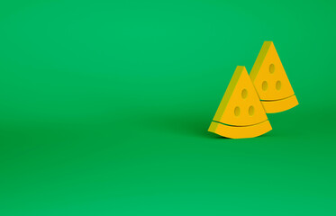 Orange Watermelon icon isolated on green background. Minimalism concept. 3d illustration 3D render