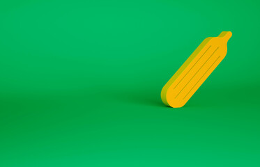 Orange Fresh cucumber icon isolated on green background. Minimalism concept. 3d illustration 3D render