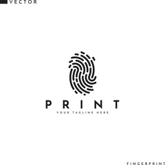 Human fingerprint logo. Isolated fingerprint on white background