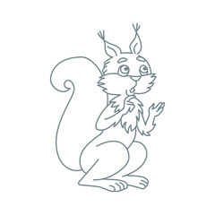 Squirrel contour. Vector illustration in a linear style.