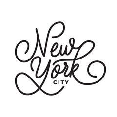new york city lettering handwriting sign vector illustration