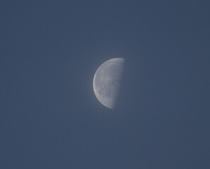 View of the crescent moon at sunrise in the city of Monterrey, Mexico