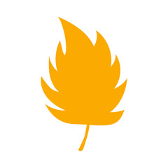 Fall orange leaf. Simple autumn leaf, herbal element. Can be used as sign, symbol, icon for decor. Autumn botanical vector flat plant element. Stock vector illustration isolated on white background.