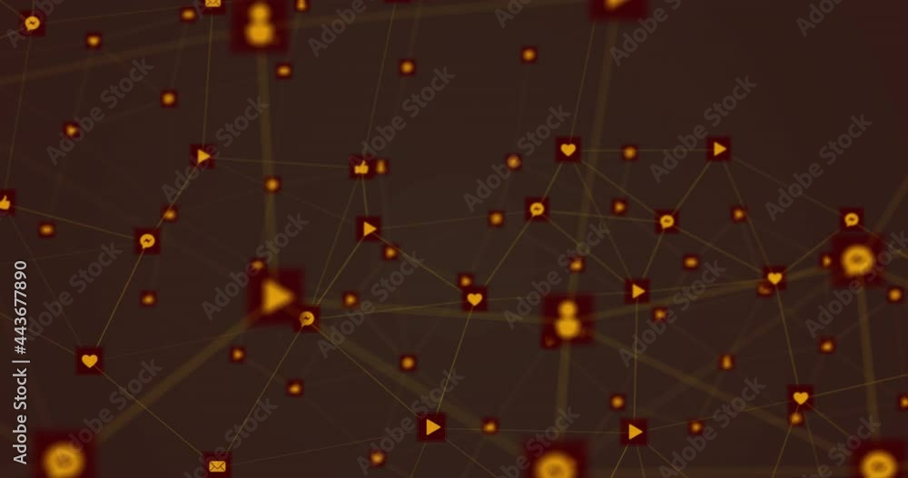 Poster animation of network of connections with icons