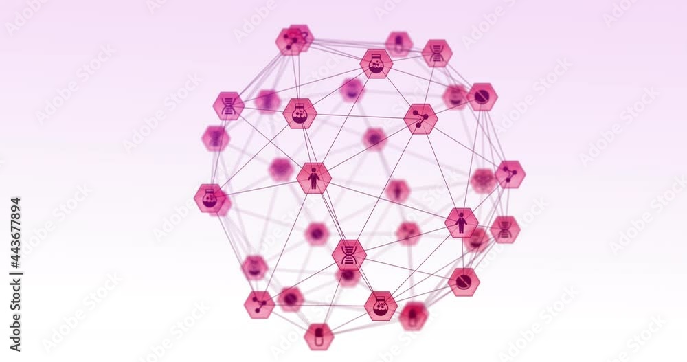 Poster animation of network of connections with icons