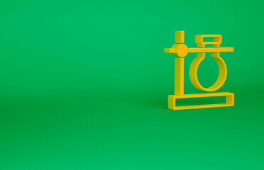 Orange Glass test tube flask on stand icon isolated on green background. Laboratory equipment. Minimalism concept. 3d illustration 3D render