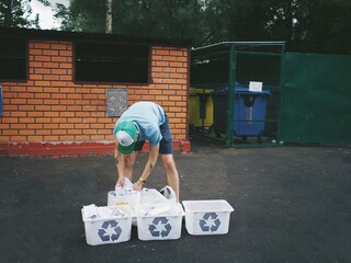sorting waste recycling, plastic paper metal