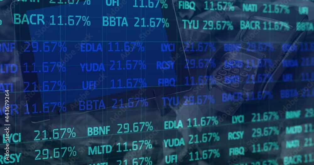 Poster animation of financial data processing over payment terminal