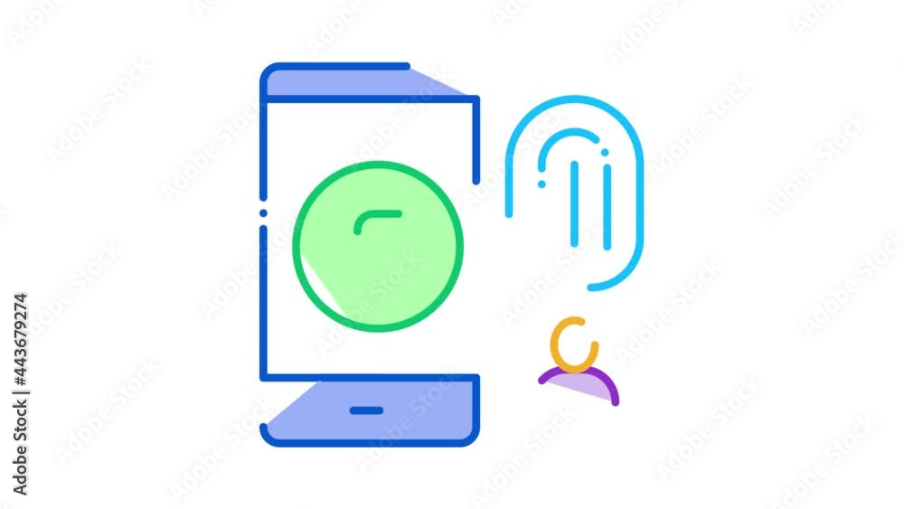 Poster fingerprint access to accounts icon animation. color fingerprint access to accounts animated icon on