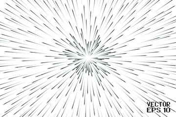 Abstract Black and White Geometric Spatial Pattern. Festive Firework Isolated on White Background. Illustration of Explosive Starburs with Rays. Vector. 3D Illustration