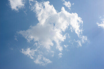 Scattered cloud clusters in a blue sky, blue sky background with white clouds,