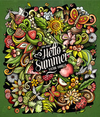 Summer nature cartoon vector doodles illustration.