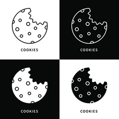 Cookies And Biscuits Icon Set. Homemade Bake and Pastry Logo Vector Design. Bakery Cake Symbol