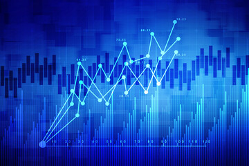 2d rendering Stock market online business concept. business Graph 
