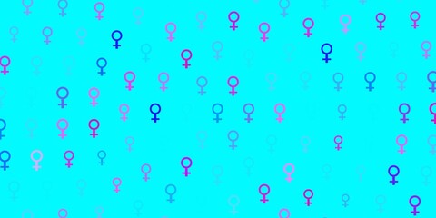 Fototapeta na wymiar Light Blue, Red vector background with woman symbols.