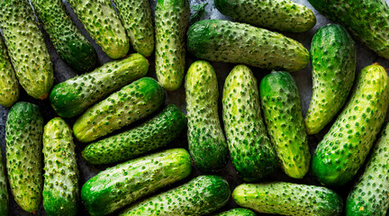 small fresh cucumbers in green color vegetable bacground