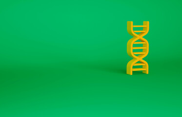 Orange DNA symbol icon isolated on green background. Minimalism concept. 3d illustration 3D render