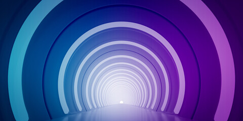 Light Corridor modern background. Futuristic Sci-Fi Tunnel. 3D Rendering
