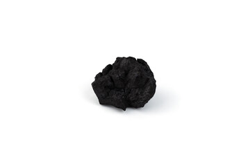 Natural wood charcoal isolated on white background. Pile of coal isolated on white background.