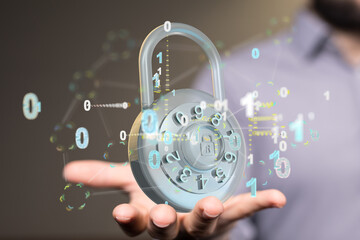 Information technology protected with firewall, secure access and encryption against cyber