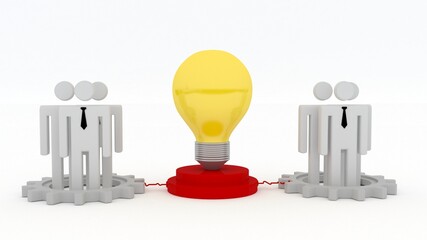 3d illustration business leadership with bulb
