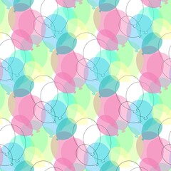 vector seamless pattern with pink red yellow blue birthday balloons illustration on white background
