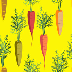 Carrots vegetables seamless pattern.