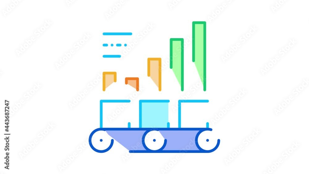 Poster detailed graph statistics icon animation. color detailed graph statistics animated icon on white bac