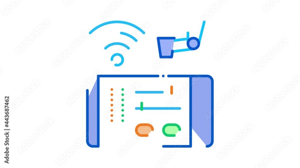 Poster telephone settings via wi-fi icon animation. color telephone settings via wi-fi animated icon on whi