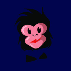 Funny funky monkey Line. Pop Art logo. Colorful design with dark background. Abstract vector illustration