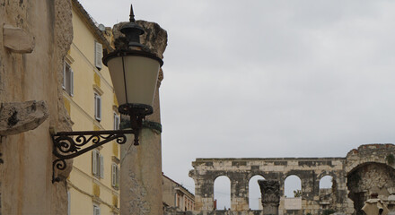 Fototapeta na wymiar old lantern in the ancient city, Split, Croatia