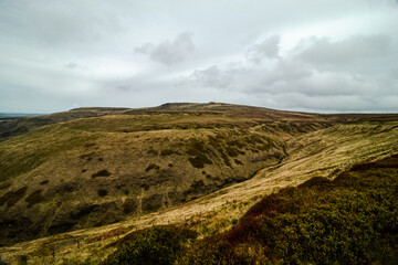 Fototapeta premium Walking in Peak District England, Higher Shelf Stones