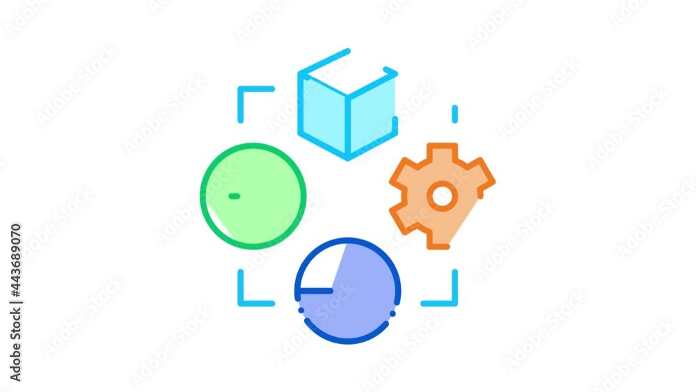 Poster settings software icon animation. color settings software animated icon on white background