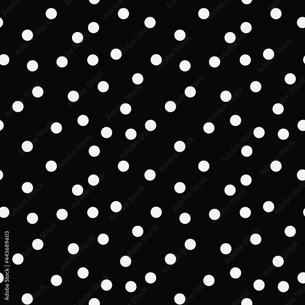 Aufkleber seamless repeated white dots and black color of background. vector.