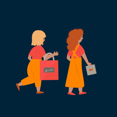 Banner Black Friday people on sale. The crowd is rushing for discounts. The concept of Black Friday for advertising. Vector illustration