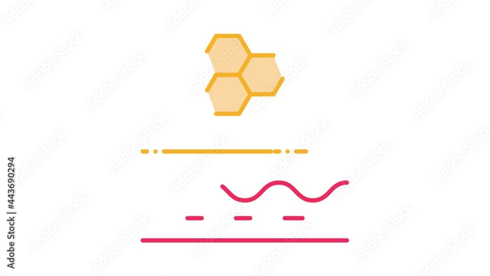 Poster particle structure of cream icon animation. color particle structure of cream animated icon on white