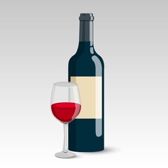 Wine bottle glass menu background. Stock vector