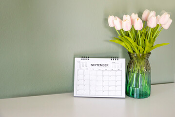 2021 Calendar desk place on table. Desktop Calender for Planner to plan agenda, timetable,...