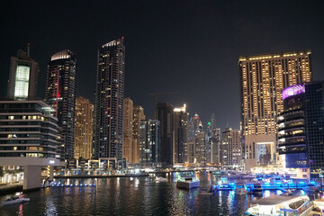 Marina at night - Dubai city.