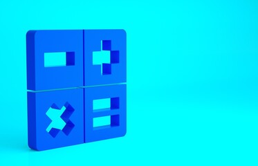 Blue Calculator icon isolated on blue background. Accounting symbol. Business calculations mathematics education and finance. Minimalism concept. 3d illustration 3D render