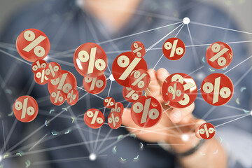 Sales icons floating in the air 3D rendering